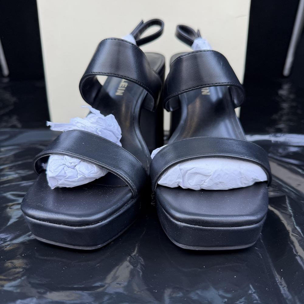 Anne Klein Akzaya Sandals Womens Size 9 Black Slingback Block Heel Memory Foam - Picture 2 of 7